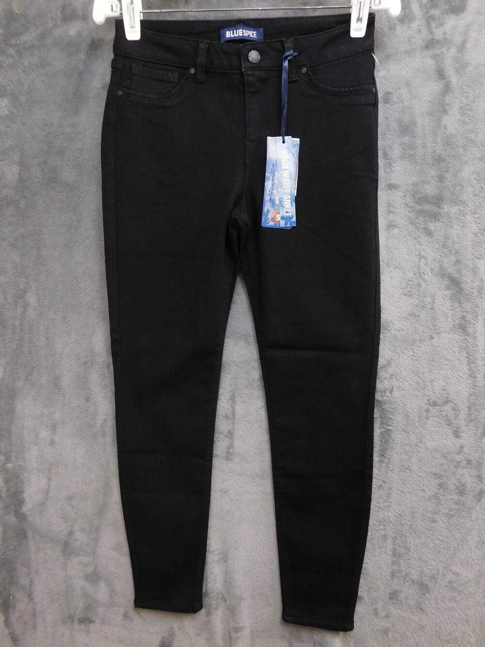 Blue Spice Jeans Juniors 5 Black High Waist Ankle Slim Stretch Denim 26.5 Inseam